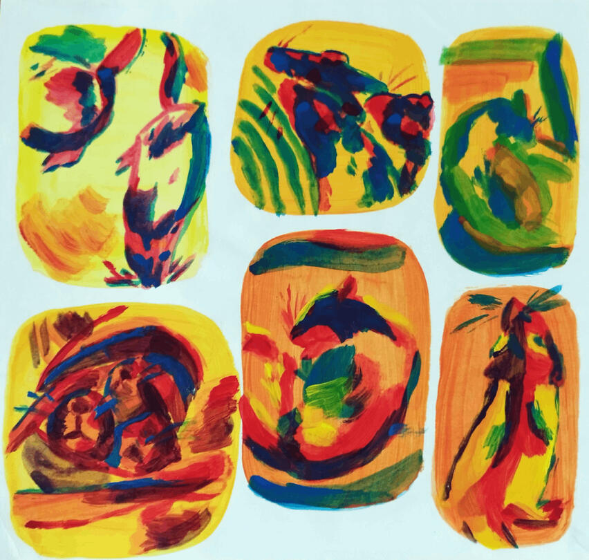 Nimetön, akryyli paperille, 64.5 x 49.7 cm, 2023