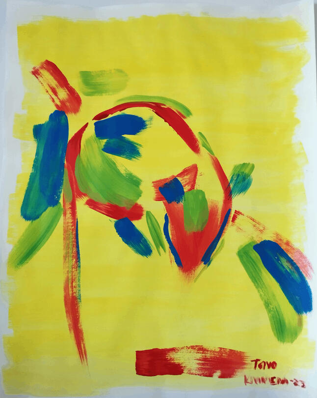 Nimetön, akryyli paperille, 65 x 50 cm, 2023