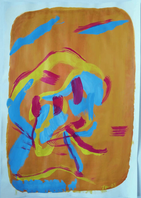 Nimetön, akryyli paperille, 59.5 x 41.7 cm, 2023