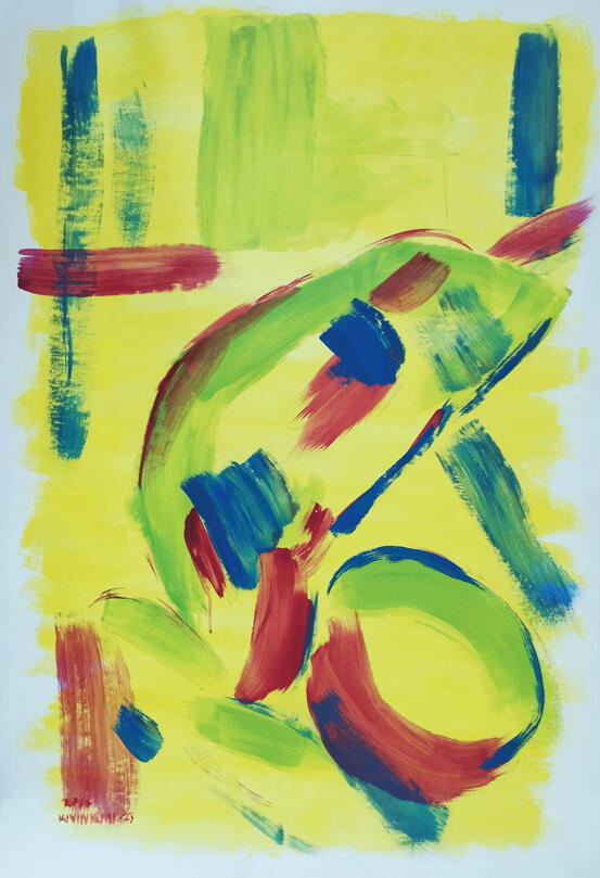 Nimetön, akryyli paperille, 109.7 x 74 cm, 2023