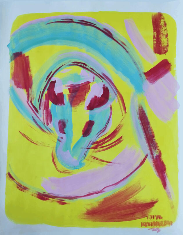 Nimetön, akryyli paperille, 64.8 x 51 cm, 2023