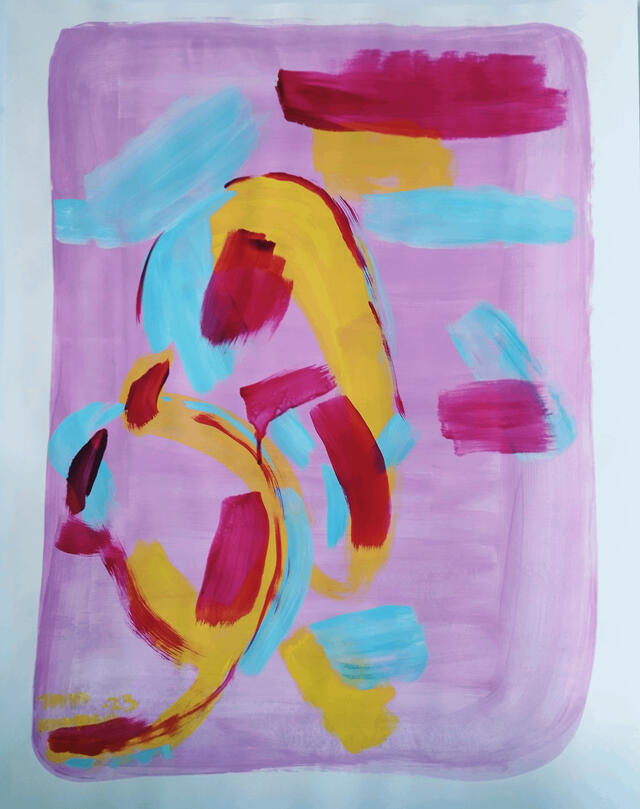 Nimetön, akryyli paperille, 64.7 x 49.5, 2023