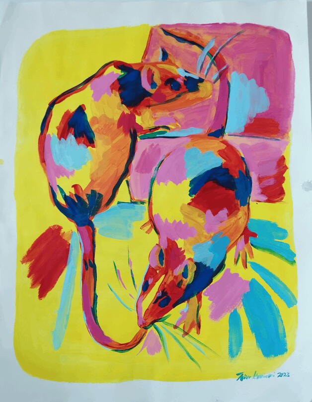 Nimetön, akryyli paperille, 64.5 x 49.7 cm, 2023
