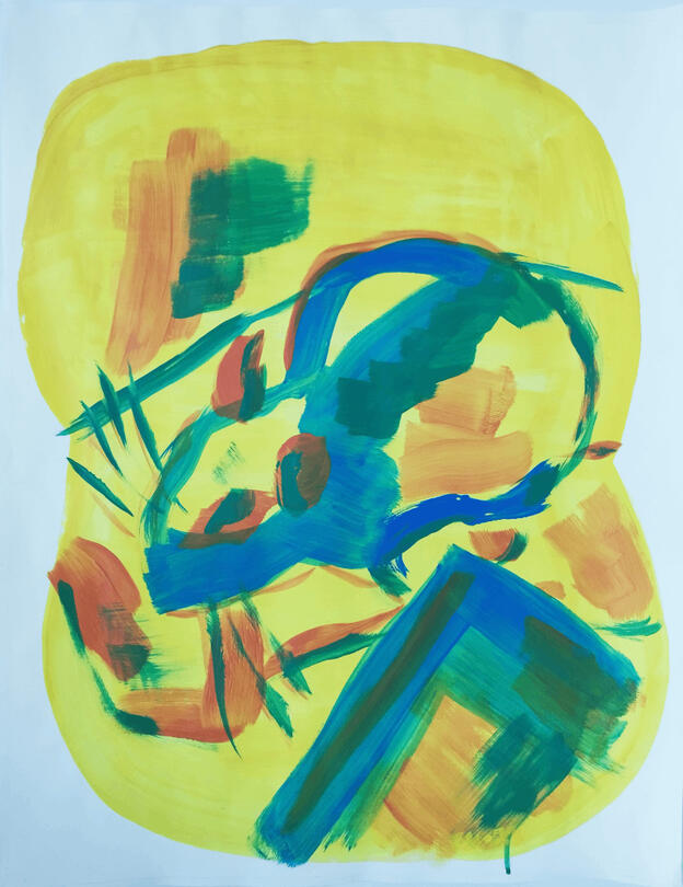 Nimetön, akryyli paperille, 64.6 x 49.6 cm, 2023